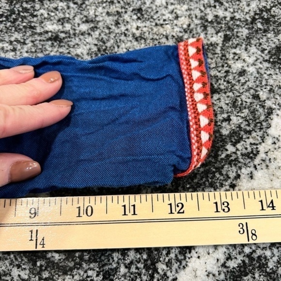 Melange Colour Me 100% Cotton Blue Long Sleeve Dress with Red Bib - Picture 10 of 15